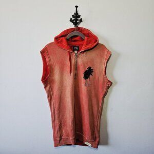 Diesel Industry Red Quarter Zip Drawstring Hoodie Sleeveless Mens Sweater M